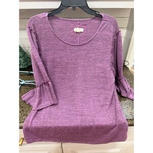 cupio purple ruffle sleeve shirt large